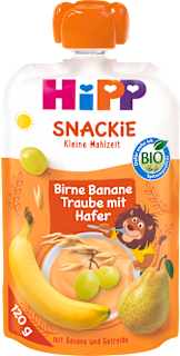 Bio gyümölcspüré, Snackie, körte banán szőlő és zabbal HiPP