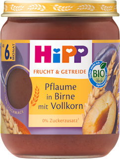 Bio bébidesszert körte-szilva teljes kiörlésű gabonával 6 hónapos kortól HiPP