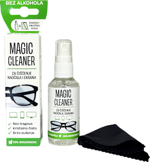 Sredstvo za čišćenje naočala i ekrana + mikrofibra krpica MAGIC CLEANER