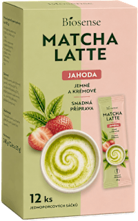 matcha latte s příchutí jahoda 12x20 g Biosense