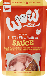 Krmivo pre mačky v kapsičke SAUCE kačica a kura WOW
