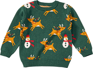 Strickpullover mit Jacquard-Rentier-Muster, grün, Gr. 128 ALANA