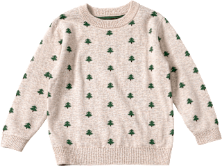Pullover aus Jacquard-Strick mit Tannen-Muster, beige, Gr. 128 ALANA