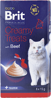 Pochúťka pre mačky Premium By Nature Creamy Treats - hovädzie Brit