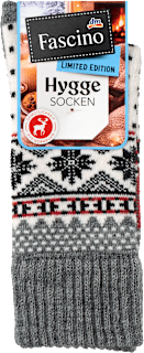 Socken mit Norweger-Muster grau & weiß Gr. 39-42 Fascino