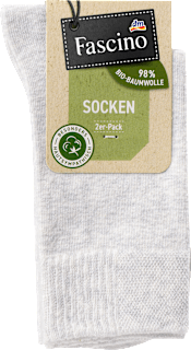 Socken mit Bio-Baumwolle grau, Gr. 39-42 (2 Paar) Fascino