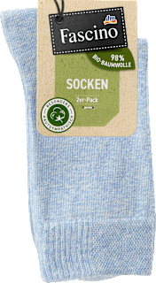 Socken mit Bio-Baumwolle jeans, Gr. 35-38 (2 Paar) Fascino