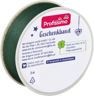 Geschenkband mit Goldrand, grün Profissimo