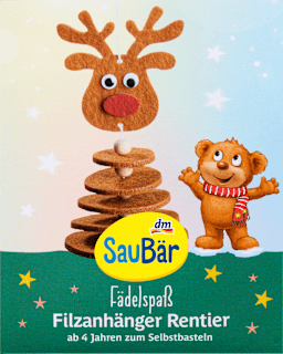Filzanhänger Rentier Fädelspaß SauBär