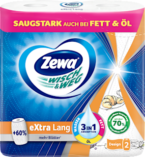 Кухненска ролка Extra lang Design 3в1, 2 пласта, 72 къса Zewa