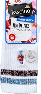 Crew Socken Hot Drinks Weiß Gr. 39-42 Fascino
