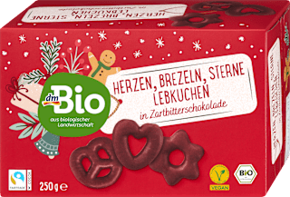 Pan di zenzero ricoperto di cioccolato fondente in forme natalizie dmBio