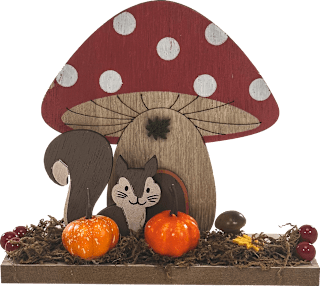 Holzaufsteller Pilz mit Tieren (12,5 cm) Dekorieren & Einrichten
