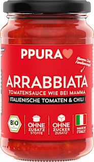 Tomatensoße, Arrabbiata, fruchtige Tomaten & Chili PPURA