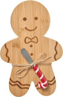 Holzbrettchen Lebkuchenmann mit Buttermesser (18,5x19,7 cm) Dekorieren & Einrichten