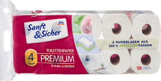 Toaletni papir, 4-slojni, 10 x 200 Sanft&Sicher