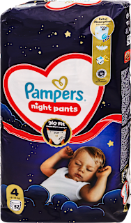 Éjszakai bugyipelenka, 4-es méret, 9-15 kg Pampers night pants
