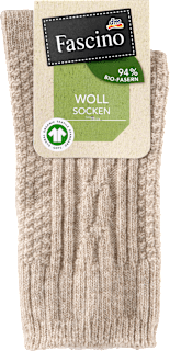 Socken mit Bio-Wolle & Zopf-Muster beige Gr. 39-42 Fascino