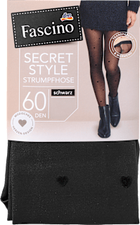 Strumpfhose Secret Style mit Herz-Muster & Transparent-Optik schwarz Gr. 38/40, 60 DEN Fascino