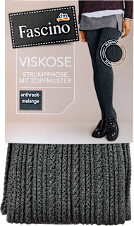 Strumpfhose mit Viskose & Zopf-Muster grau Gr. 38/40 Fascino