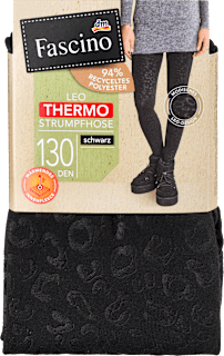 Strumpfhose Thermo mit Leo-Muster schwarz Gr. 50/52, 130 DEN Fascino