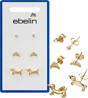Ohrstecker Croissant & Dackel, Gold-Optik ebelin