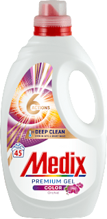 Гел за цветно пране с аромат на орхидея Premium Gel Color, 45 пр. Medix