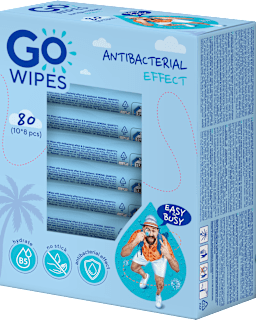 Vlhčené utierky s antibakteriálnym efektom GO WIPES