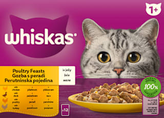 Mokra hrana za mačke –perad u želeu, 12 x 85 g whiskas