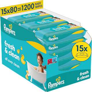 Vlažni robčki XXL pakiranje, 15 x 80 Pampers