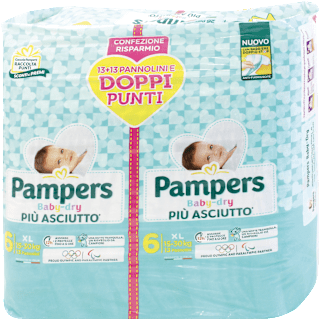 Pannolini Baby-dry taglia 6 XL Bipacco Pampers