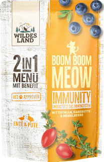 Nassfutter Katze mit Ente & Pute, immunity, 2in1 Menü mit Benefit Wildes Land