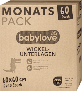 Wickelunterlage 60x 60 cm Monats Pack babylove