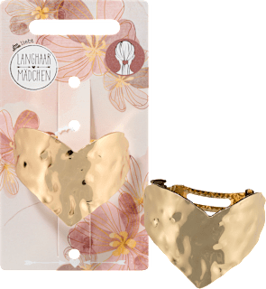 Patentspange Herz, Gold-Optik LANGHAARMÄDCHEN