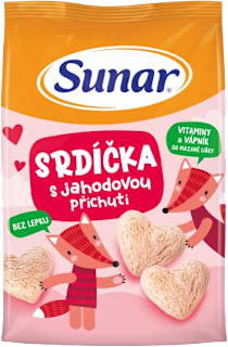 křupky Srdíčka s příchutí jahoda Sunar