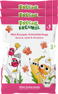 Kindersnack Mini Knusper-Schmetterlinge Banane, Apfel & Himbeere ab 1 Jahr (3x15 g) Freche Freunde