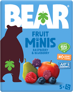 ovocné minis tlapičky s příchutí malina a borůvka 5x20 g Bear