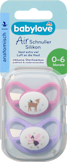 Schnuller Air Silikon anatomisch, rosa/lila,  Gr. 1, 0-6 Monate babylove