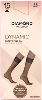 Șosete damă 3/4 dynamic 15DEN negru Diamond