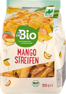 	
Trockenfrüchte, Mangostreifen dmBio
