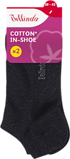 dámské ponožky Cotton In-Shoe, velikost 39-42, černé Bellinda