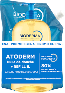 Ulje za tuširanje Atoderm - duo pakiranje, refill, 2 x 1 l BIODERMA