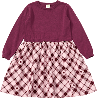 Strickkleid mit Flanell & Karo-Muster, rot, Gr. 110
 ALANA