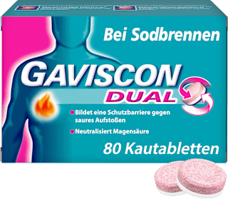 GAVISCON Dual 250 mg, 106,5 mg, 187,5 mg Kautabletten GAVISCON