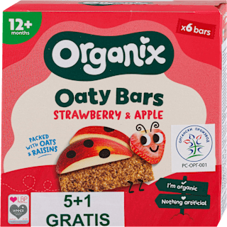 Organske ovsene mekane štanglice - jagoda i jabuka, od 12. meseci, 6x23g Organix
