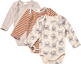 Bodys Langarm mit Bären-Muster & Streifen, beige, Gr. 86/92 ALANA