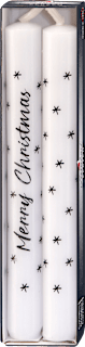 Stabkerzen "Merry Christmas" 180/22, weiß Steinhart KERZEN
