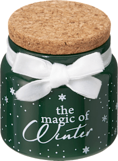 Duftkerzenglas "the magic of Winter" mit Korkdeckel & Schleife, grün (7 cm) Dekorieren & Einrichten