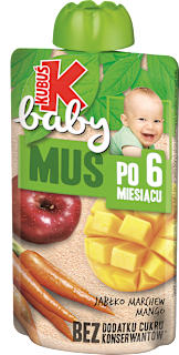 Mus jabłko, marchew, mango, po 6. miesiącu KUBUŚ baby