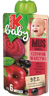 Mus owoce + czerwone warzywa, jabłko, czarna porzeczka, burak, po 6. miesiącu KUBUŚ baby